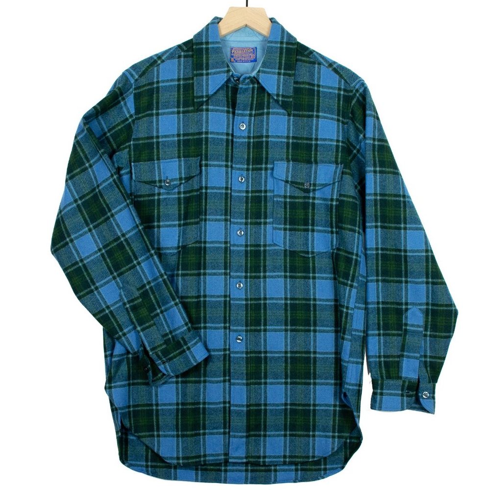 Vintage Pendleton Blue & Green Flannel Field Shirt